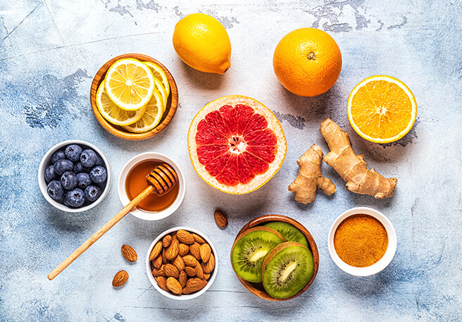 Auswahl an Vitamin-C-Lebensmittel